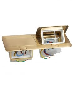 Hộp âm sàn 6 module, mặt đồng thau