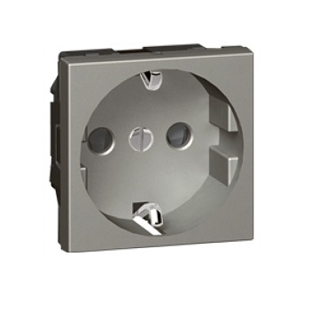 Ổ cắm đơn 16A 2 modules chuẩn Đức Arteor - Magnesium | 572618