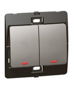 Công tắc đôi 1 chiều có đèn Mallia - xám bạc