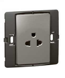 Ổ cắm 3 cực Mallia chuẩn Âu-Mỹ - xám bạc