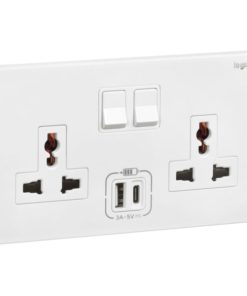Ổ cắm đôi đa năng có công tắc 16A + USB Type A+C - Galion | 282444