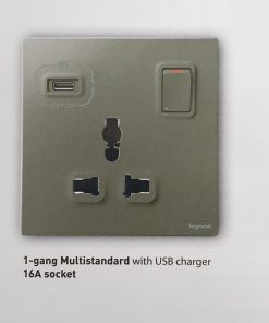Ổ cắm đơn đa năng có công tắc + USB type A Mallia Senses