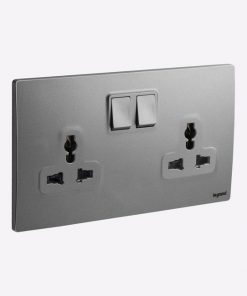 Ổ cắm đôi đa năng có công tắc - Dark Silver | 281122DS
