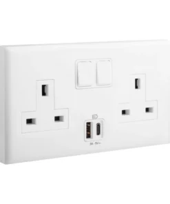 Ổ cắm đôi chuẩn Anh kèm công tắc 1 cực và USB A+C | 618044