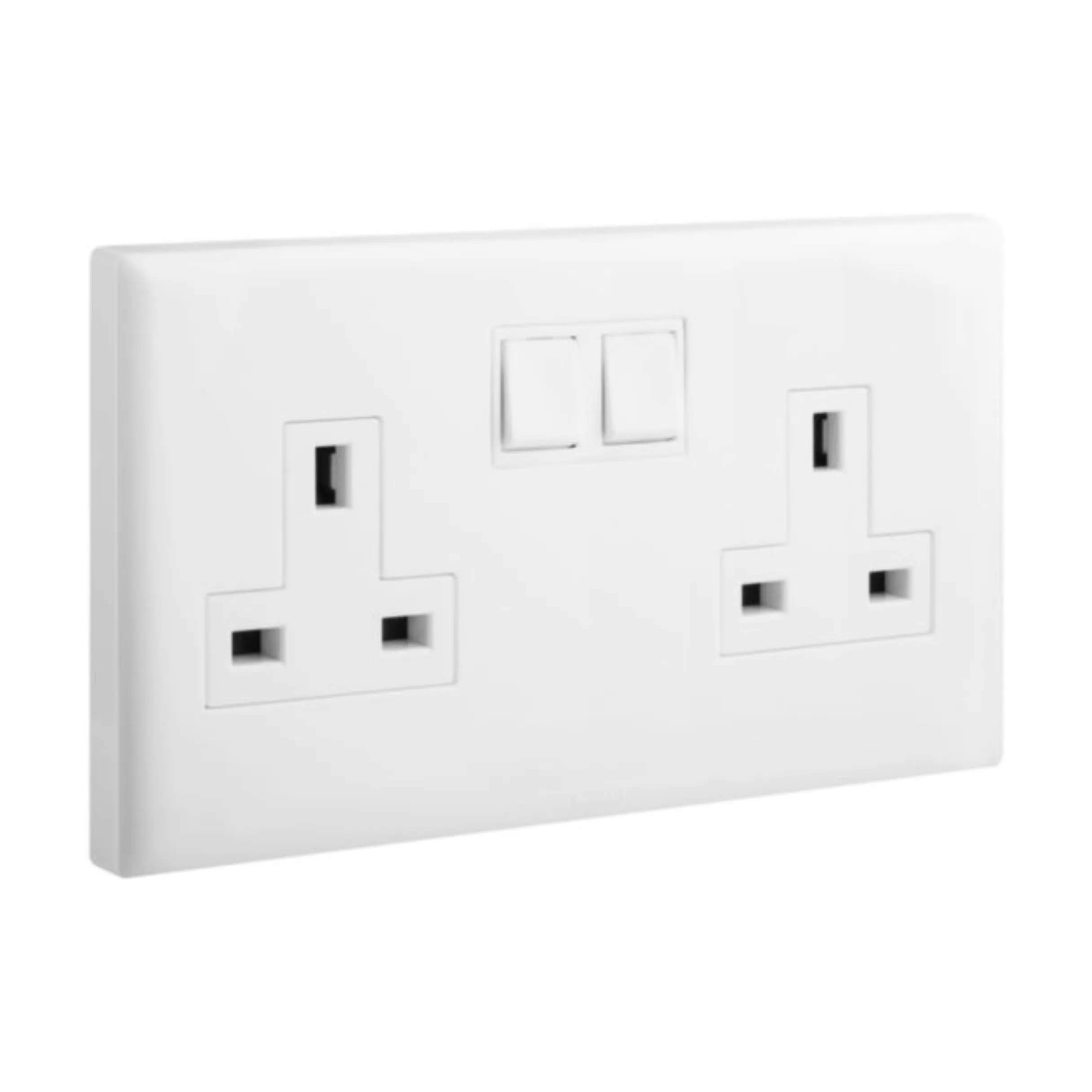 Ổ cắm đôi 3 chấu chuẩn Anh 2M có công tắc - Eloe | 618046