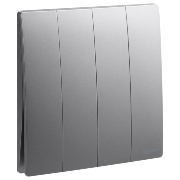 Công tắc bốn 1 chiều 16A Mallia Senses - Dark Silver | 281006DS