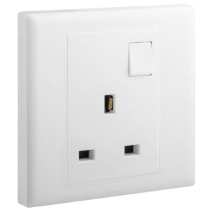 Ổ cắm đơn 3 chấu chuẩn Anh có công tắc có đèn Eloe 618042