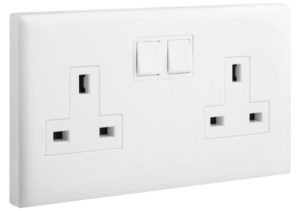 Ổ cắm đôi 3 chấu chuẩn Anh 2M có công tắc - Eloe | 618046
