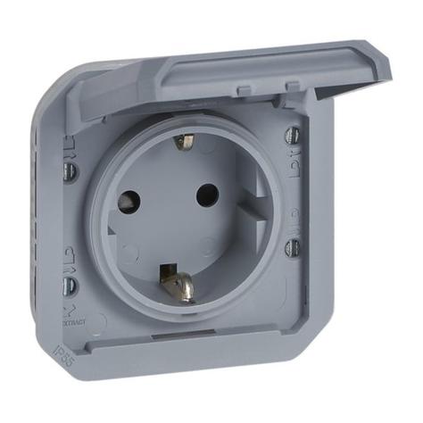 Ổ cắm chuẩn Đức 16A - IP55 - Plexo Xám | 069571