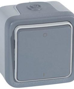 Công tắc đơn 2 cực 10A IP55 - Gắn nổi - Xám | 069717