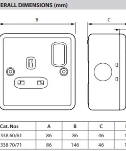 Double Pole Socket outlet Synergy - 2 Gang Switched - 13A 250V – 733870