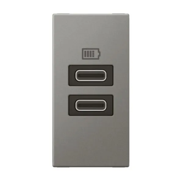 Arteor™ -1 module USB 2 ports C+C - 3A-15W - Magnesium - 571693