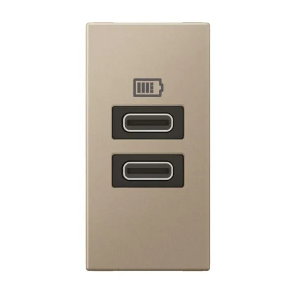 LG-571694-WEB-F Arteor™ - 1 module USB two ports C+C - 3A-15W - Champagne - 571694