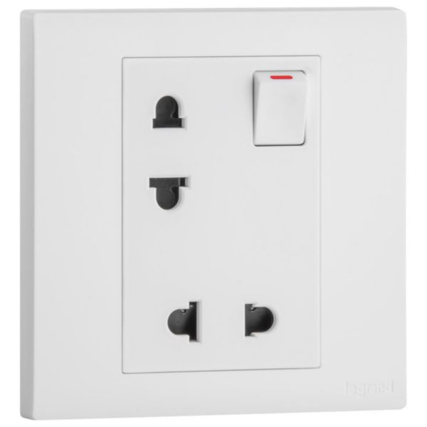 Ổ cắm đôi 2 chấu có công tắc - Obria Legrand | MEC32048