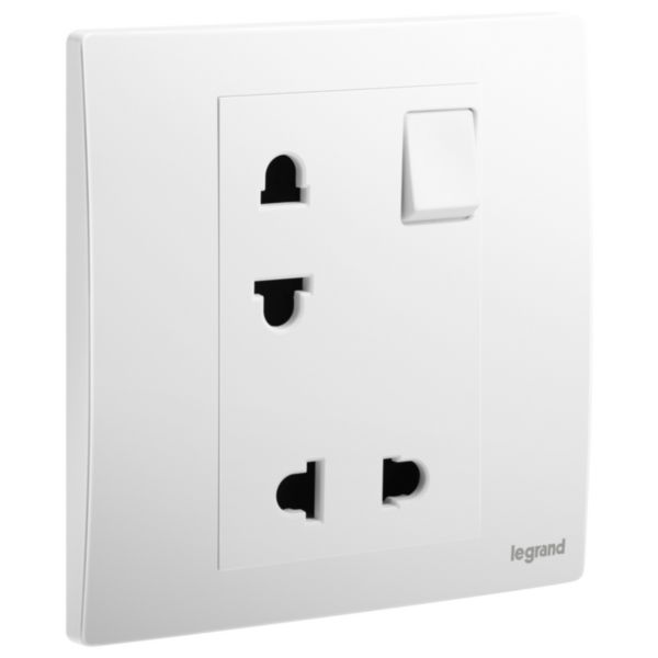 LG-281124MW-WEB-R Ổ cắm đôi 2 chấu chuẩn Âu - Mỹ có công tắc 16A Mallia Senses | 281124